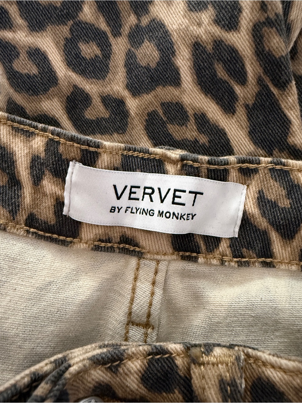 VERVET BY FLYING MONKEY Leopard Print Wide Leg Jeans - Tan and Black - Picture 2 of 3